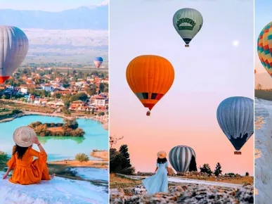 Pamukkale Heißluftballon-Tour ab Kemer - Über den Weißen Terrassen Schweben